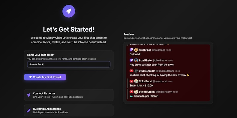set up a chat feed to read from, and another to display on-screen