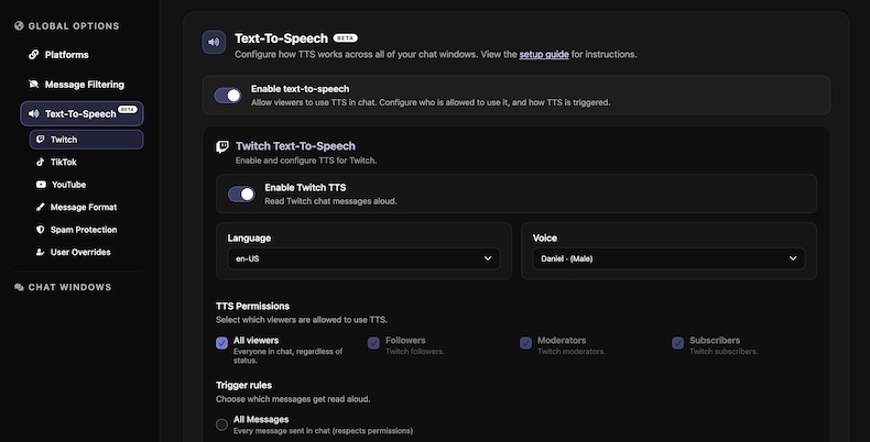 SleepyChat Text-To-Speech configuration