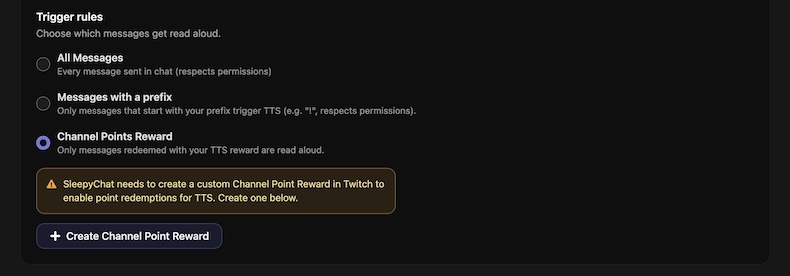 Create a Twitch Channel Point reward for TTS